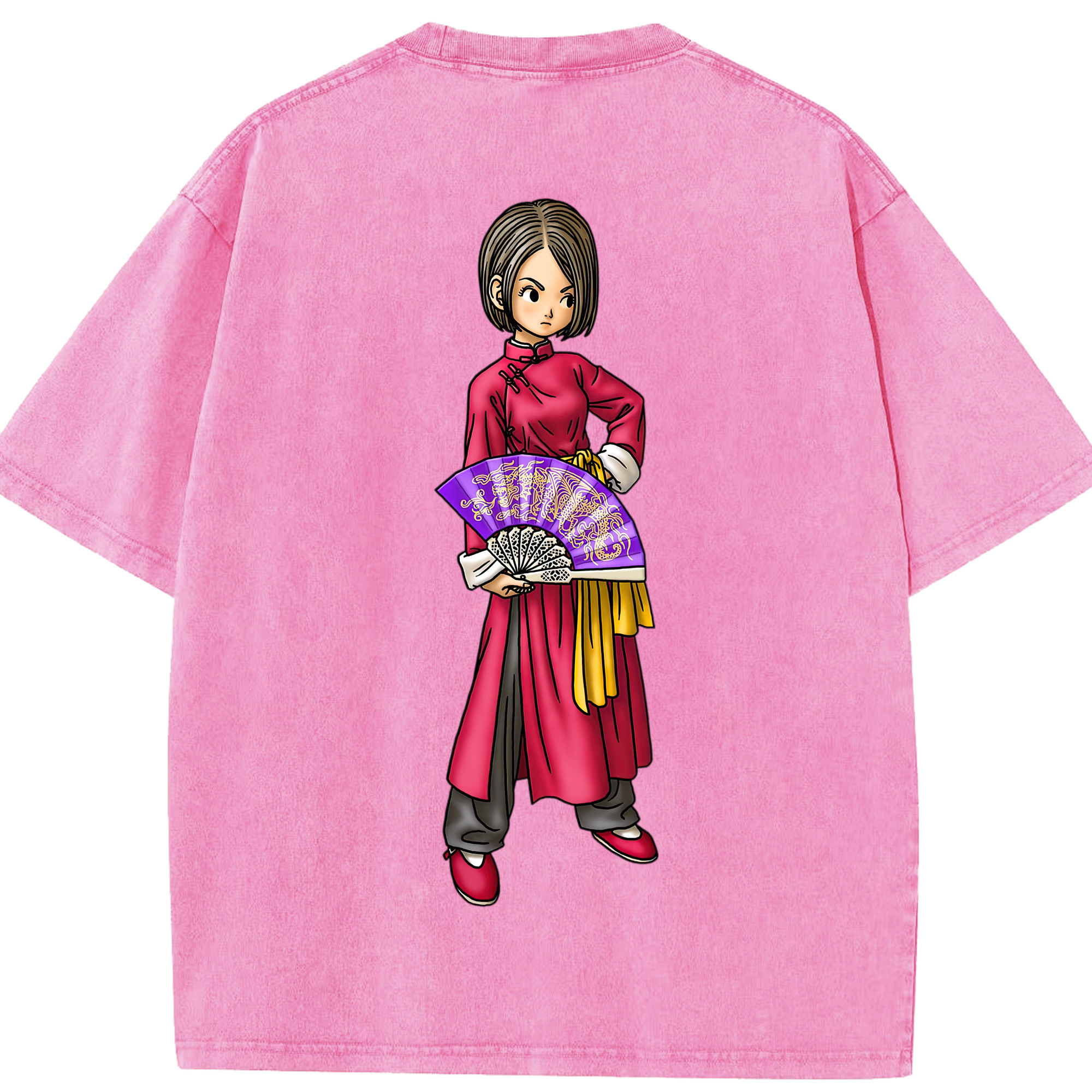 （画像用） ドラゴンクエスト Doragon Kuesuto Dragon Quest 綿100% ヴィンテージ風 半袖Tシャツ（背面プリント）